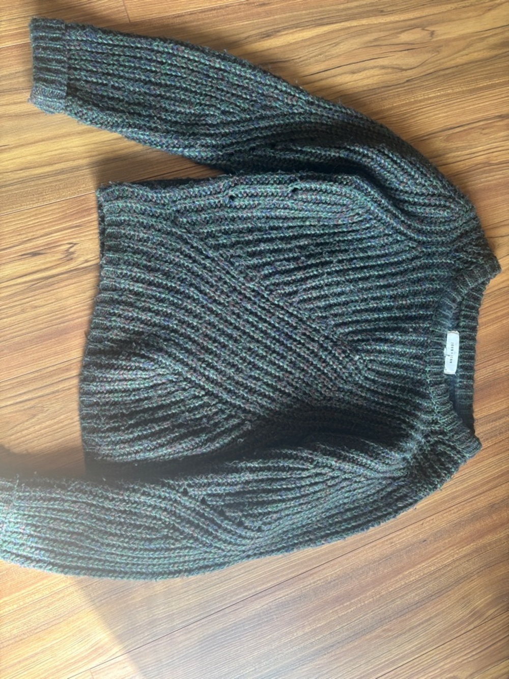 John + Jenn Forest Green Heather Ribbed Crewneck Sweater